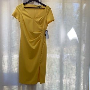 Marina Yellow Button Detail Dress